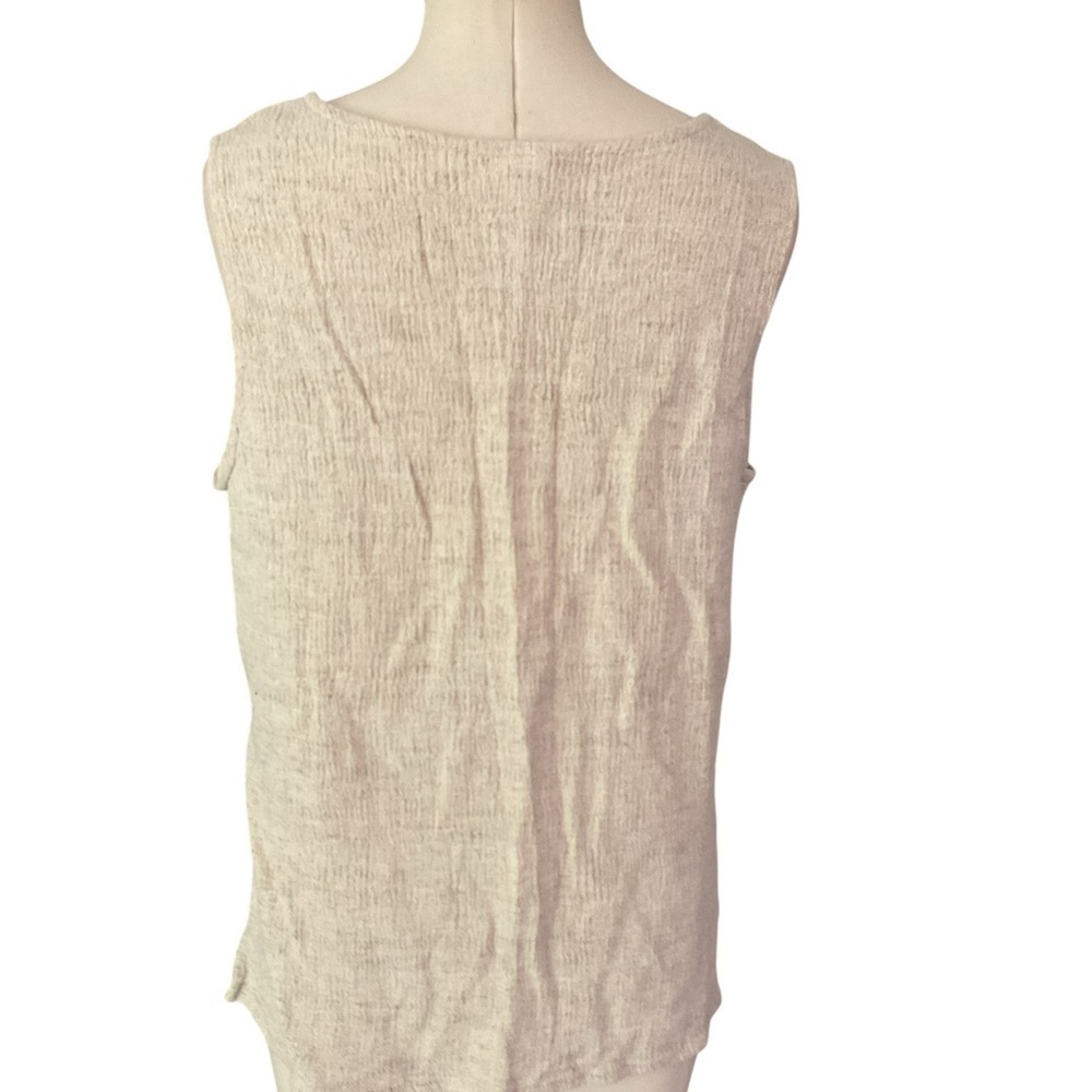 Women’s Linen Blend Sleeveless Top – Beige Neutral Tank – Size Large - Picture 4 of 6